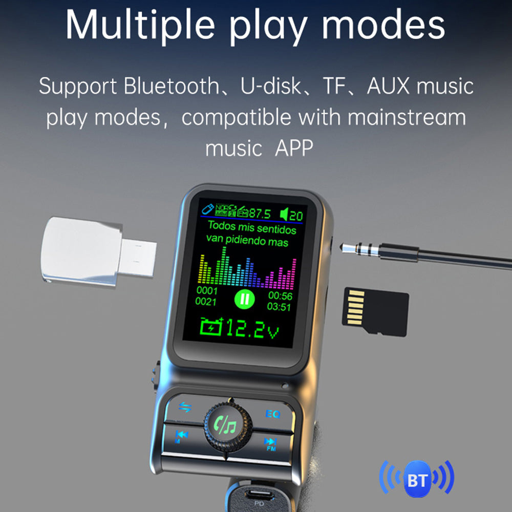 BC85 Car Bluetooth Player QC3.0/PD Fast Charger 1.77" Color Screen Car FM Transmitter Support EQ Sound Adjustment BC85 Car Bluetooth Player QC3.0/PD Fast Charger 1.77" Color Screen Car FM Transmitter Support EQ Sound Adjustment
